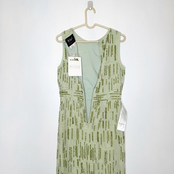 NWT Mac Duggal Beaded Sheath Midi Dress Women's Sleeveless Green Size 8 - Picture 5 of 14